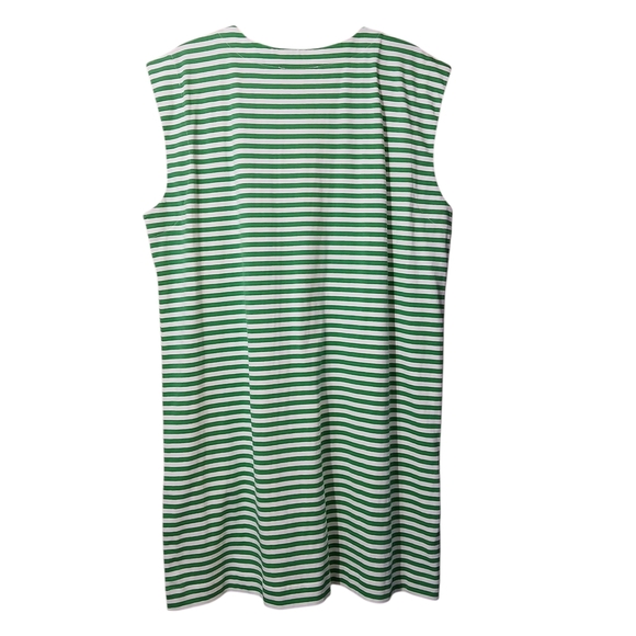 LOFT Green and White Striped Midi Dress - NWT - Picture 2 of 7